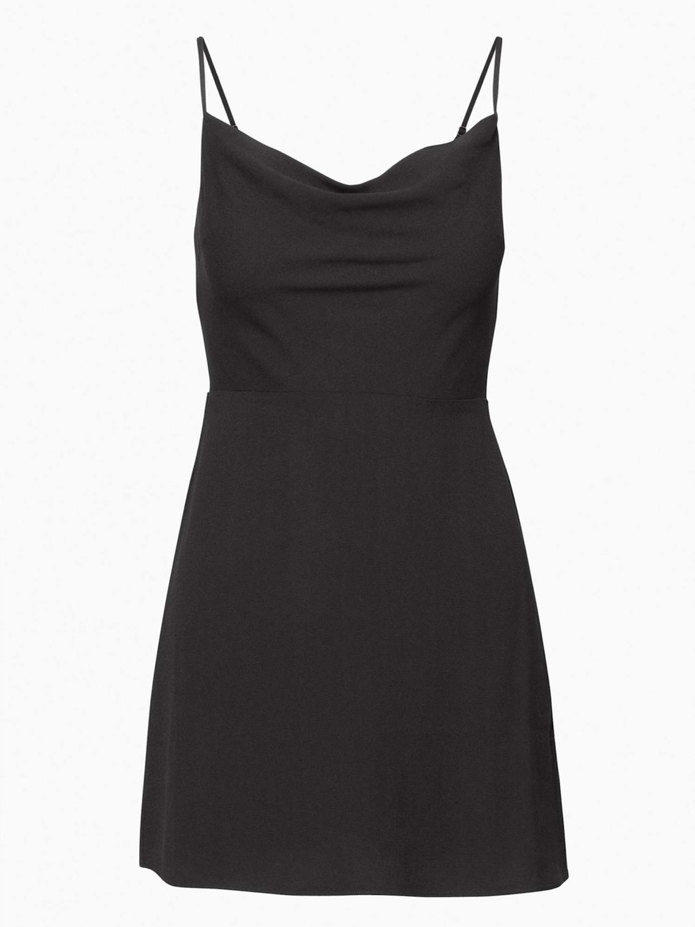 Aritzia Sunday Best Spencer Dress - Black Crepe Cowl-Neck Mini Dress